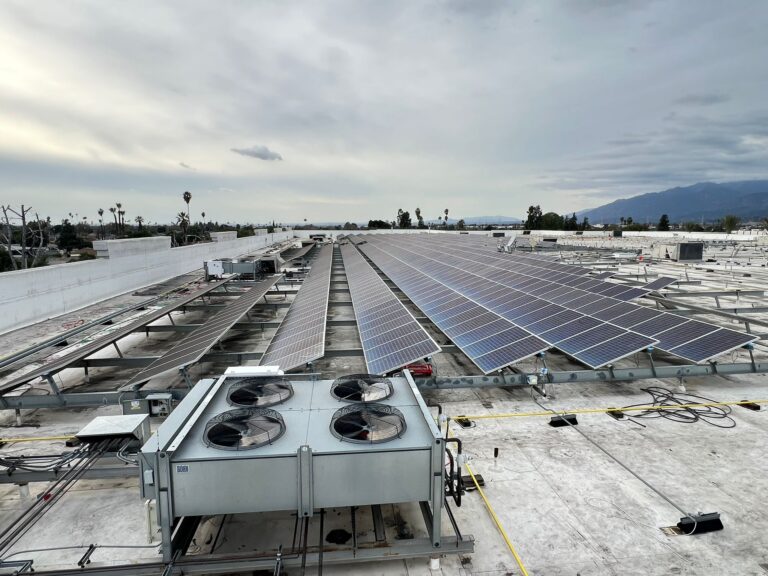 Inverter equipment or transformer installation at a commercial site.