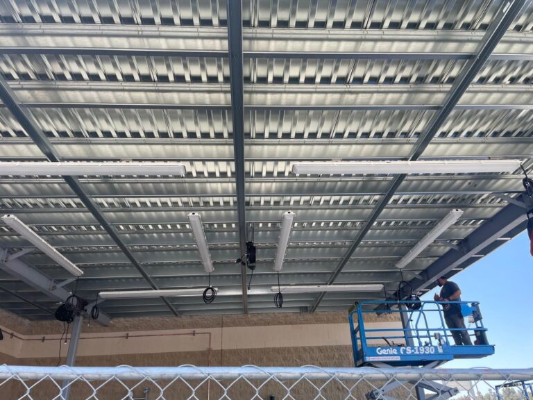 View of the completed rooftop solar array installation at Carmax.